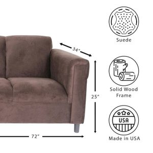 Alternative view of Green / Brown Mid-Century Modern Suede Sofa, 3-Seater